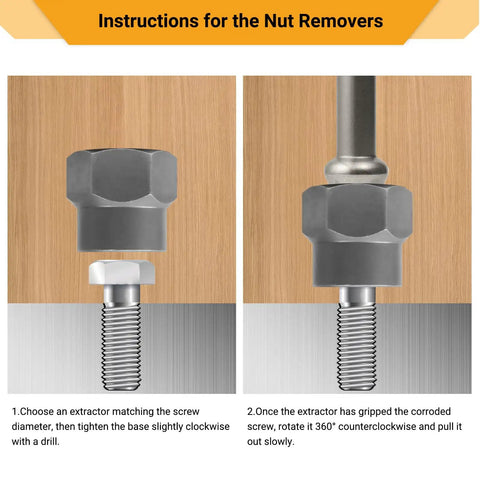 Instructions for using Heavy Duty Twenty Eight Piece 3/8 Inch Socket Wrench Insert Set on corroded screws.