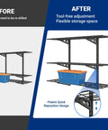 Heavy Duty Garage Wall Shelving Kit, 3-Tier 1x4ft Adjustable Floating Shelves, tool-free adjustment illustration