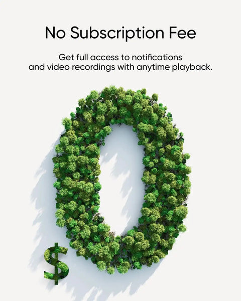 Image of lush green trees forming the number zero, illustrating zero monthly fees for the Dual Camera Smart Video Doorbell With Crisp 2K Clarity And Color Night Vision Delivery Guard Mode Plug And Play Battery Or Wired Options Zero Monthly Fees Never Sweat Safety Again.