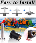 36 Pairs M4 M5 M6 Neoprene Well Nuts With Stainless Steel Screws Kit with kayakers in background and installation steps