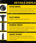 Details of Ten By Four Inch Black Star Drive Wood Screws Self Tapping Deck Screws 80 Pieces With Free T25 Bit
