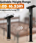 Ditch The Wobble With These 8 Adjustable Bed Support Legs featuring adjustable height range of 9 to 16.53 inches in black.