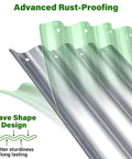 Galvanized panels showing wave shape design for Galvanized Raised Garden Bed For Outdoor Use 4 By 2 By 1 Foot Oval Design.