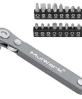 Ultra Low Profile Quarter Inch Mini Ratchet Wrench Set For Close Quarters Screwdriver with multi hex bits displayed