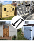 Four Pack 10 Inch T Gate Hinge Heavy Duty Outdoor Rustproof Black Strap Hinges for Barn and Shed Doors installed on various gates