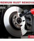 Wheel Hub Resurfacing Kit For Lug Studs And Brake Rotors With Pro Grade Rust Removal in action on rusty rotor with drill