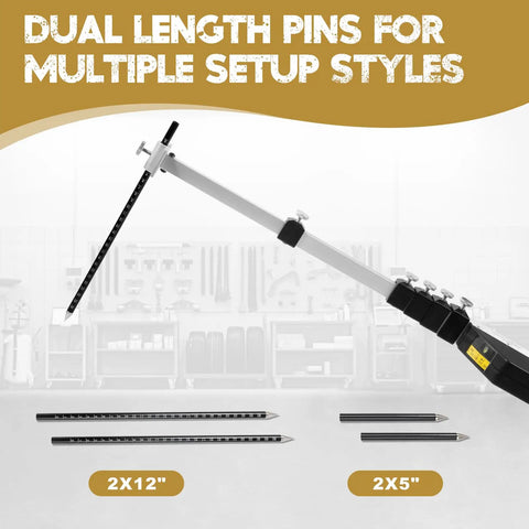 Telescoping Measuring Tram Gauge For Auto Body And Car Repair 10 Feet High Precision Aluminum Ruler Portable Frame Machine Measuring Tool With Metric And American Standard Markings Lightweight Durable Construction, dual-length pins with 2x12 and 2x5 setups