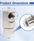 Half Inch Hose Reel Swivel With Grease Zerk Fitting shown with product dimensions and detailed view, silver finish.