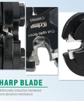 Close-up details of 6mm Ratchet Wire Rope Cutter with 68 HRC Hardened Blade showcasing sharp cutting edges.