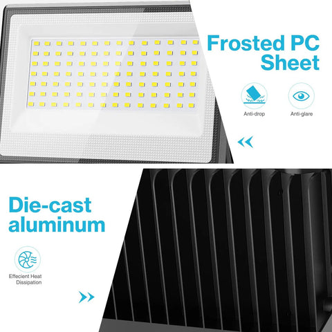 Top Shelf 2 Pack 130W Led Flood Lights Outdoor With Plug In Cord 13000 Lumens Killer Brightness Ip66 Heavy Duty Security Lamp For Yard Gym Stadium 6500K Daylight White Built Different You Will Dig