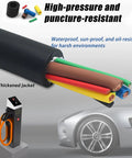 Beefy EV Charging Cable, Heavy Duty TPE Extension Cord For Electric Vehicles, showing thickened jacket and multi-colored wires.