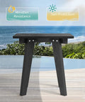 Weather Resistant HDPE Outdoor Side Table With Real Wood Grain Look for poolside, showcasing weather resistance and sun protection.