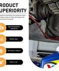 Smooth Operator Universal Transmission Fluid Pump For Quart Bottles, Composite Oil Transfer Tool With Third Hand Adapter, Heat Resistant Quick Fill Kit in use under a vehicle.