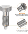 Top Shelf Stainless Steel Spring Plunger Featuring A Sweet Knurled Grip M16X2 Threads And Eight Mm Pin Non Locking Index Design, close-up view.