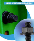 Beefy Black Carriage Bolt Kit Heavy Duty One Half Inch Diameter Eight Inch Length Includes Twelve Bolts Twelve Washers Twelve Nuts Galvanized For Fastening Accessories And Woodworking Projects shown in use on green surface