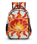 Front view of Blue Radial Tie Dye Sun Pattern Backpack Unisex Large Capacity Daypack Made From Durable Polyester Breathable Fabric