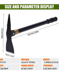 Size diagram of Multi Tool Pickaxe Hoe Shovel for Digging and Camping with alloy steel material and 50cm length.