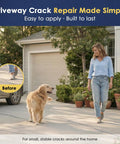 Woman and dog walking on driveway with product in use, Self Leveling Concrete Crack Filler High Elasticity Waterproof Sealant