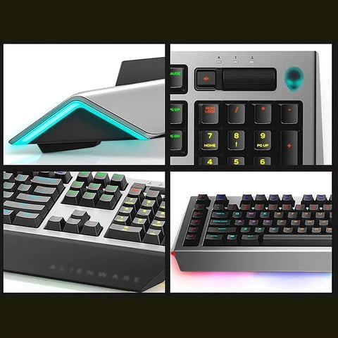 Rig Ready Wired Mechanical Keyboard With Custom RGB Modes Snappy Clicky Switches Direct Hookup Layout Onboard Volume Dial Angled Foot Rest For Daily Grind Gaming close-up of keyboard keys and angled foot rest
