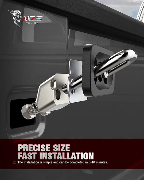 Heavy Duty Retractable Truck Bed Tie Downs compatible with Silverado and Sierra Pickup, showing installation detail in truck bed.
