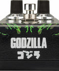 Front view of Kaiju Godzilla Distortion Pedal With Active Treble And Bass EQ Beefy High Gain Guitar Effects, black aluminum case.