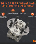 Rear Wheel Hub And Bearing Assembly Pair 512370 For Toyota Yaris 2006-2014, Prius C 2012-2015, Scion iQ EV 2013 With 4 Lug ABS