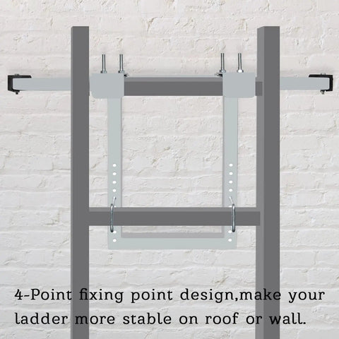 Heavy-Duty Ladder Stabilizer With Wing Span Wall Standoff For Extension Ladders, Gutter Access And Roof Work mounted on wall