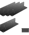 8 Inch L Shaped Heavy Duty Iron Corner Brackets 3mm Thick with 10 Screw Holes Includes Screws for Wood Shelves Cabinets and Bookcases Black Finish Ideal For Bookshelves and Furniture Supporting Heavy Loads 4 Pack Set