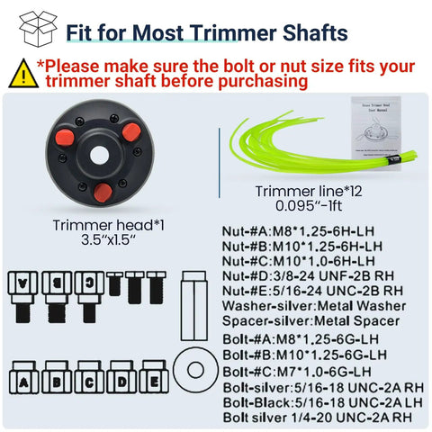 Universal Weed Eater Head Replacement With Easy Load Trimmer Line and adapter kit for various trimmer models.