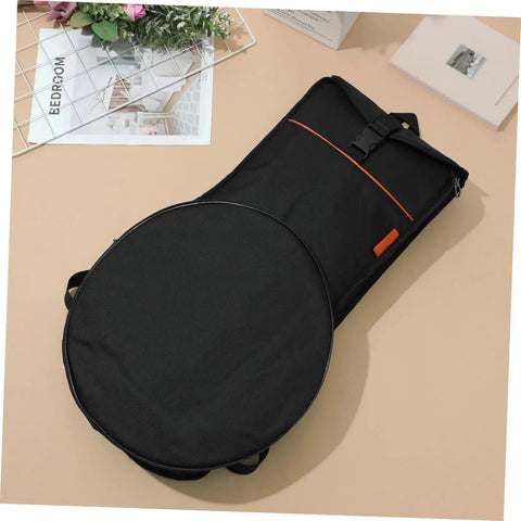 Durable Portable Drum Storage Bag In Black Oxford Fabric For Practice Pads Percussion Gear And Accessory Organizer on flat surface.