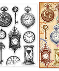 Vintage Clock Clear Stamp Super Crisp Hourglass Design For Scrapbooking And Journal Crafting visible on transparent background.