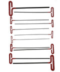 Cushion Grip Hex T Key Allen Wrench Set, 11 Piece, SAE Inch Sizes 5/64 To 3/8, displayed in vertical layout with red handles.