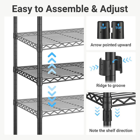 Heavy Duty Wire Clothes Rack Featuring Four Adjustable Hanging Rods And Seven Roomy Storage Shelves For An Absolute Boss Everyday Max Capacity Closet Storage Arrangement