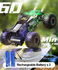 Rad All Terrain RC Monster Truck Off Road 2WD Hobby Car With Dual Rechargeable Batteries and LED Lights jumping off ramp