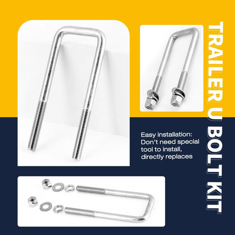 Stainless Steel Square U Bolts Kit For Boat Trailer Axle And Leaf Springs For 2x2 Axle Beefs Up Your Setup, components displayed