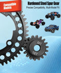 Close-up of 54T Hardened Steel Spur Gear And 18T Pinion Gear Set For Traxxas RC Cars with model compatibility shown