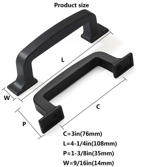 Slick Matte Black Cabinet Pulls And Drawer Handles 10 Pack Top Shelf Kitchen Cupboard Hardware Upgrade For Dressers Doors And Vanity Cabinets With Smooth Grip And Tight Fit, showing dimensions and styles.