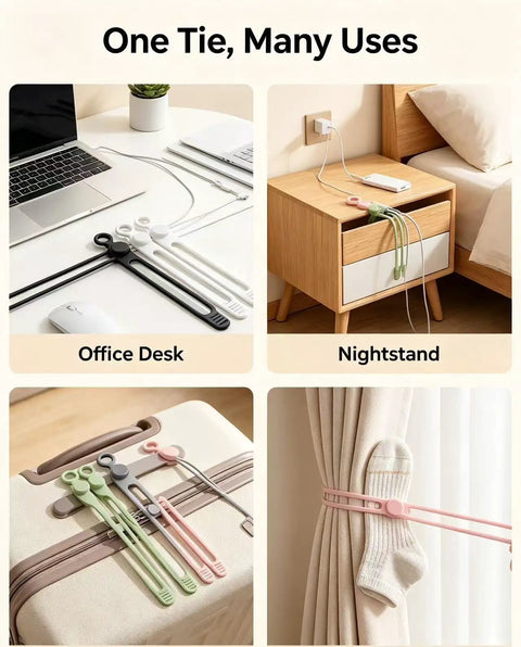 Heavy Duty Reusable Silicone Cable Ties Sort Your Wire Mess Like A Boss Handle Data Cables Zero Sweat Always Keep Your Workspace Crisp With This Flexible Tear Proof 20 Pack Organizer Kit in various settings.