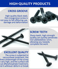 Drywall Screws Assortment Kit With 166 Pieces, Six Sizes From 3/4 In To 3 In, black coarse thread Phillips drive wood screws