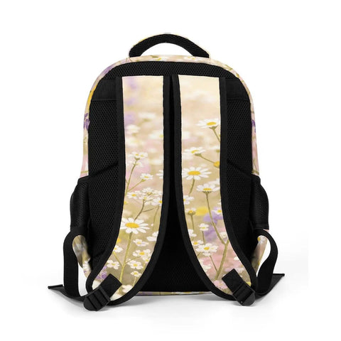 Back of Soft Pink Watercolor Bloom Printed Backpack For Unisex Everyday Use Large Capacity Travel School Bag Durable Polyester