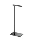 Modern Square Base Toilet Paper Holder Stand In Matte Black No Drill Install Free Weighted And Padded Base For Stable Rust Resistant Metal Bathroom Accessory 22.25 Inch Tall