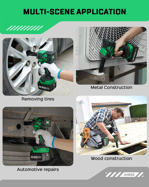 Cordless Brushless Impact Wrench Kit With 650 Nm Torque Half Inch Drive in various auto and home projects