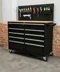 Built Like A Tank Steel Tool Cabinet With Multiple Lockable Drawers For Heavy Duty Garage Setups And Rust Resistant Workshop Storage That Keeps Your Gear Tight On Tough Projects, with tool organization on top.