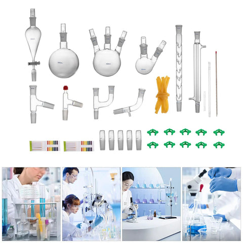 29 Piece Lab Glassware Set 250mL to 1000mL Distillation Kit with 24 to 40 Joint pro grade borosilicate glass for experiments