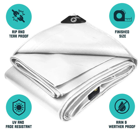 Extra Heavy Duty 16 Mil Tarp Cover Waterproof UV Resistant Rip And Tear Proof Poly Tarpaulin With Reinforced Edges folded