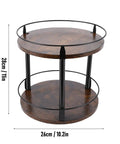 Two-Tier Lazy Susan Turntable Organizer For Cabinets And Pantries, 360 Degree Rotating Wood Kitchen Shelf Carousel with dimensions