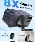 3 In 1 MagSafe Wireless Charger Stand showcasing 8X magnetic strength holding multiple iPhone 17 Pros securely on stand