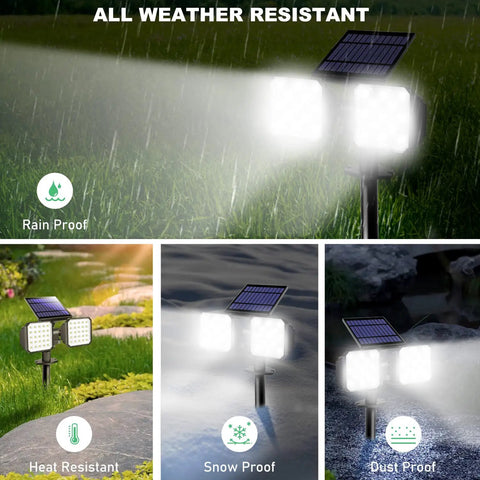 Four Pack Waterproof Outdoor Solar Lights With Dusk To Dawn Sensor, Dual Use Wall And Ground Landscape Spotlights For Yard, Walkway, Driveway, And Porch, Solar Powered With Daylight And Warm White Illumination, Easy Install