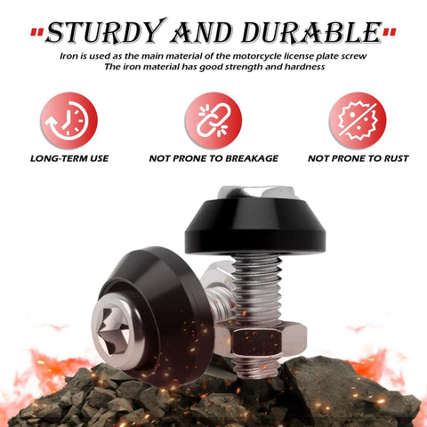 4Pcs Motorcycle License Plate Screw Kit With Sturdy Bolts For Quick No Fuss Fastening, showing durable iron screws on rocks