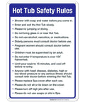 Hot Tub Safety Rules Sign For Pool Area Outdoor Durable 10x14 Inches Rust Free Aluminum Fade Resistant Made In USA Indoor Outdoor Use Weatherproof Sign